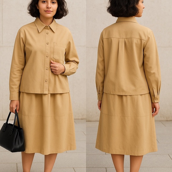 100% Cotton Elegant Tan Women's Set-Missing label - Picture 3 of 4